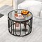 24 Inch Round Coffee Table with Reeded Tempered Glass Top and Oval Swivel Brackets